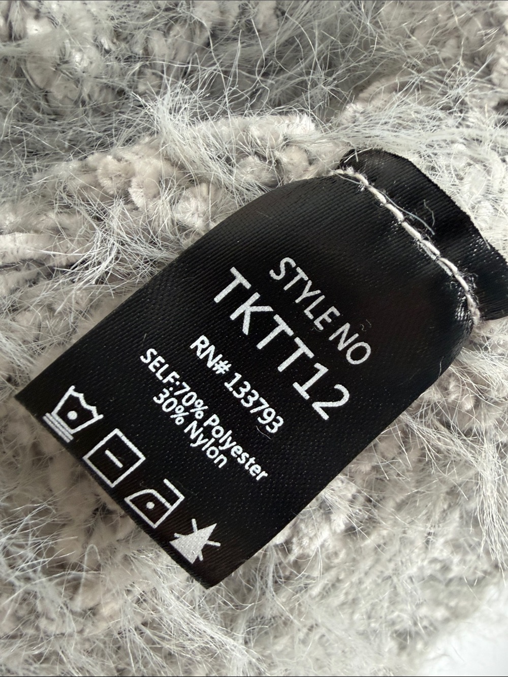 POL Alpaca Pearl Rhinestone Cardigan S Gray Fuzzy Open Front Cozy - Picture 4 of 8